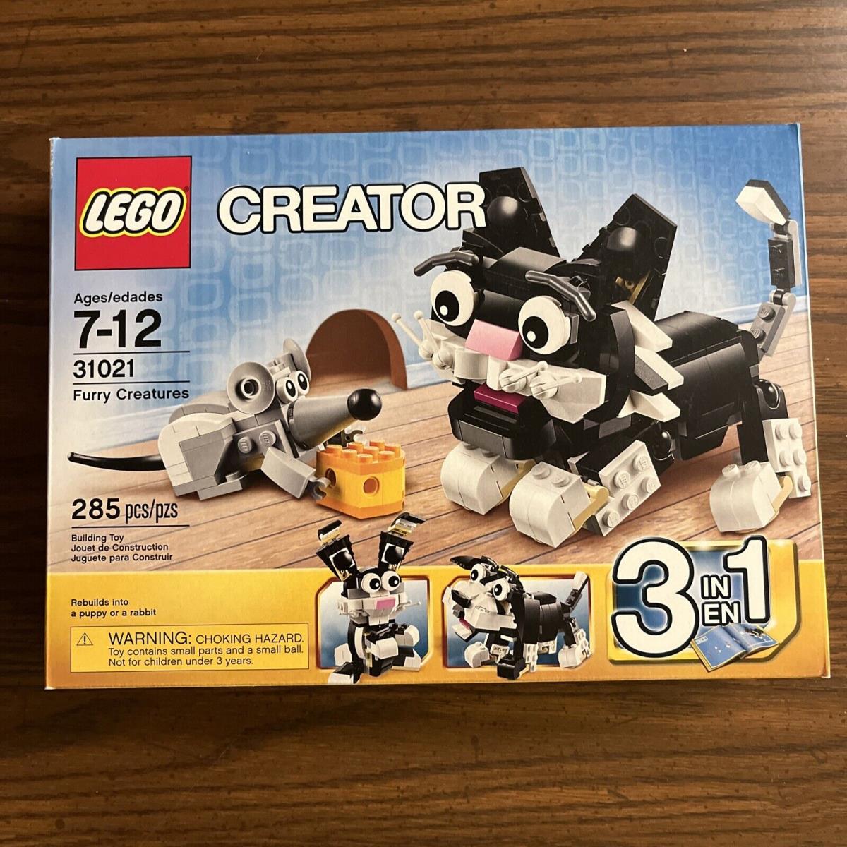 3 in 1 Lego Set 31021 Lego Creator Furry Creatures Factory