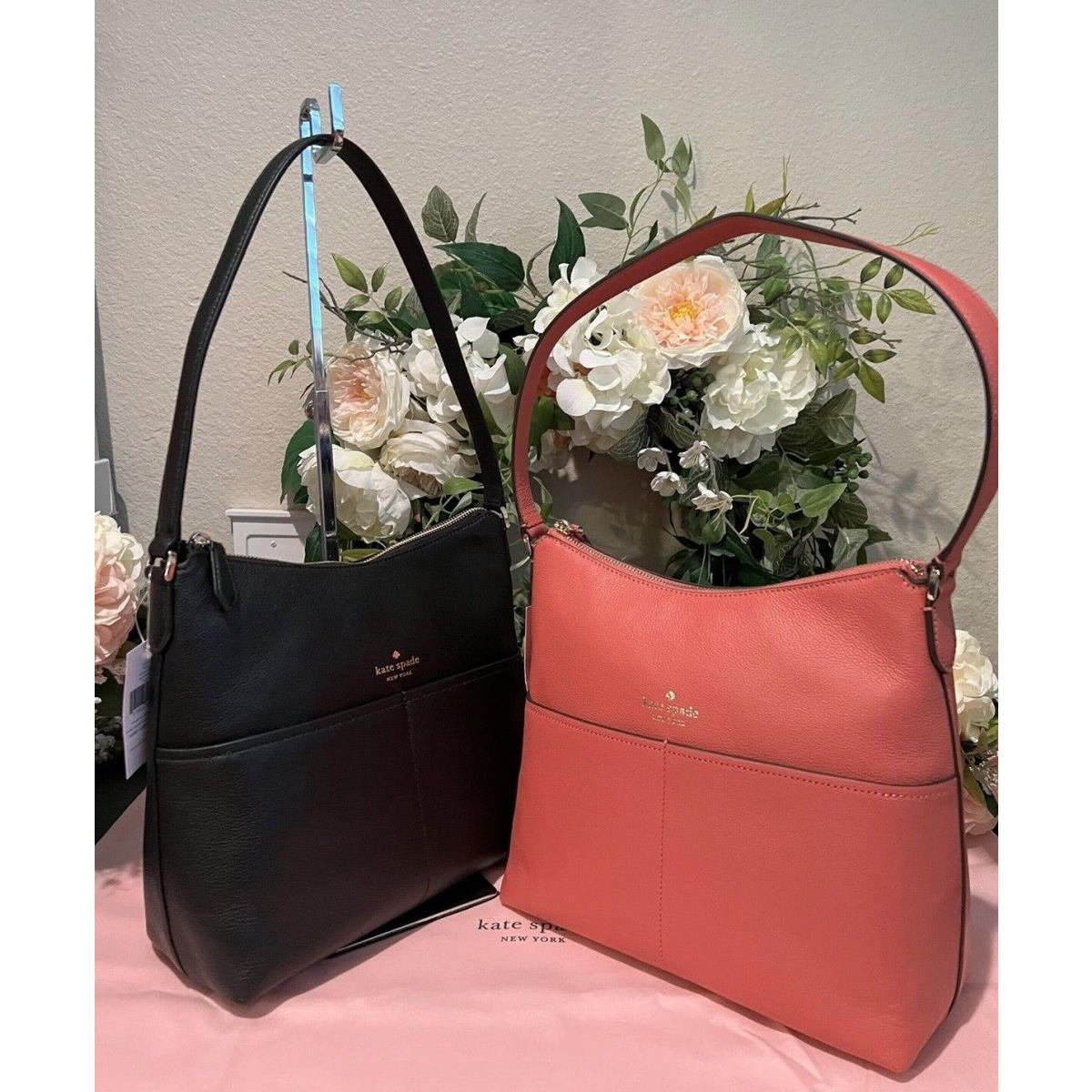 Kate Spade Leather Bailey Shoulder Bag Black or Mason Brick Pinkish Orange