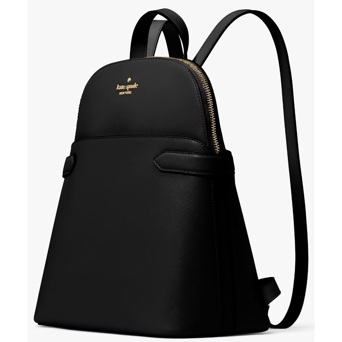 Kate Spade Staci Dome Backpack Black Saffiano Leather Bag KG021 FS