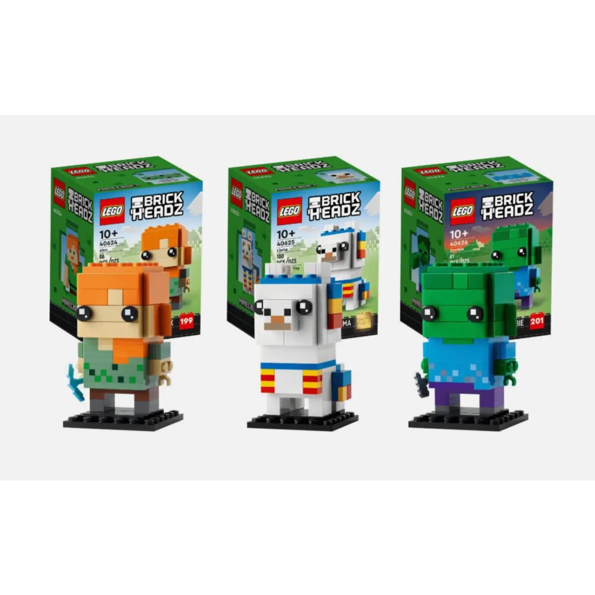 Alex 199 Llama 200 Zombie 201 Lego Minecraft Brickheadz Set 40624 40625 40626