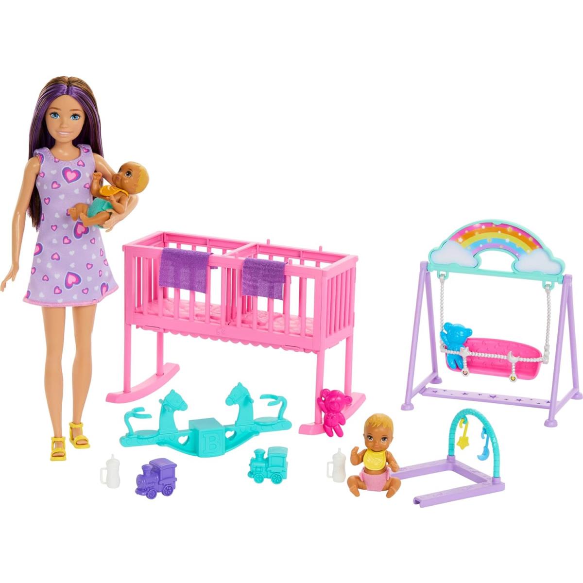 Barbie Skipper Doll Nursery Playset with Accessories Includes Twin Baby Dolls