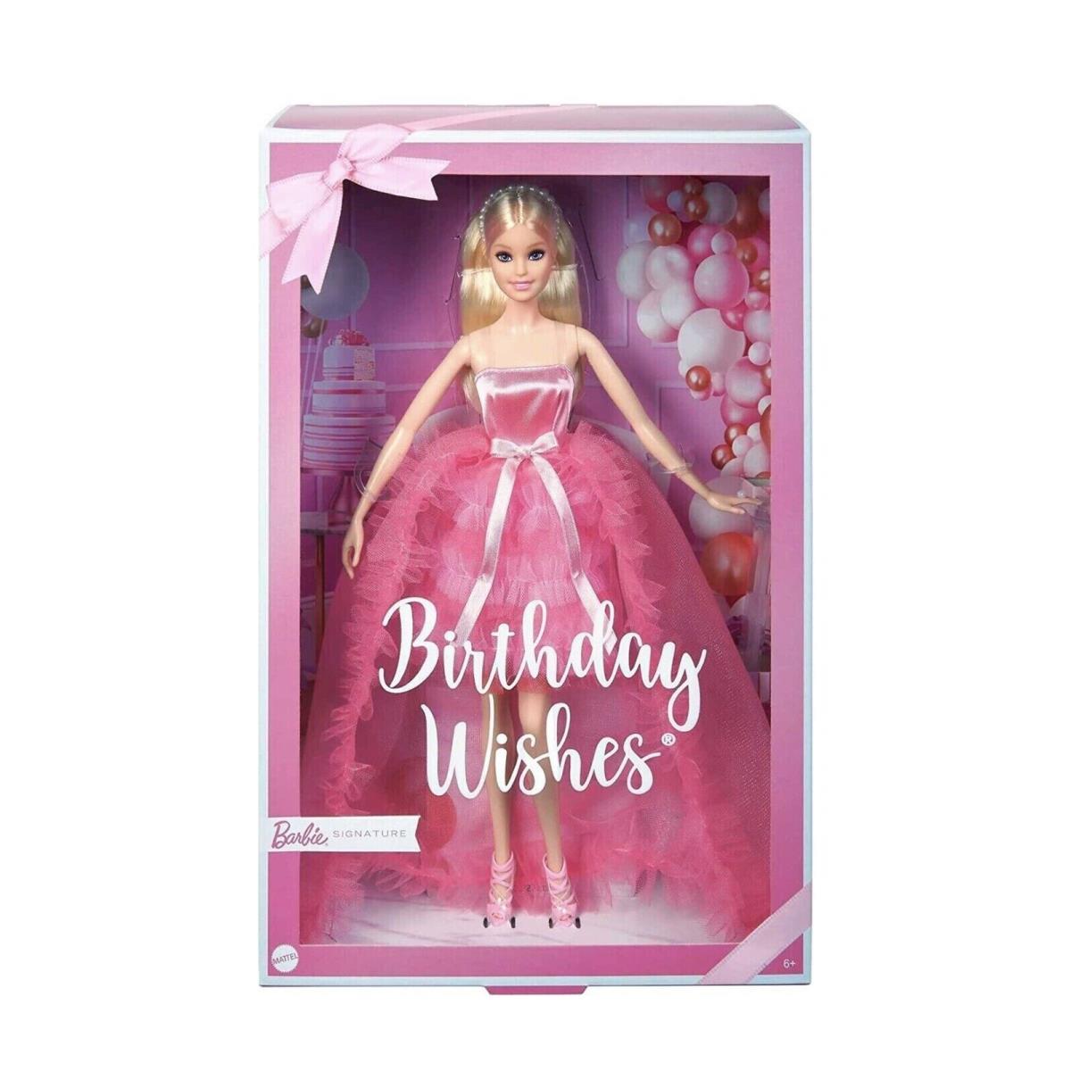 Barbie Signature Birthday Wishes Blonde Doll Ruffle Pink Dress HJX01