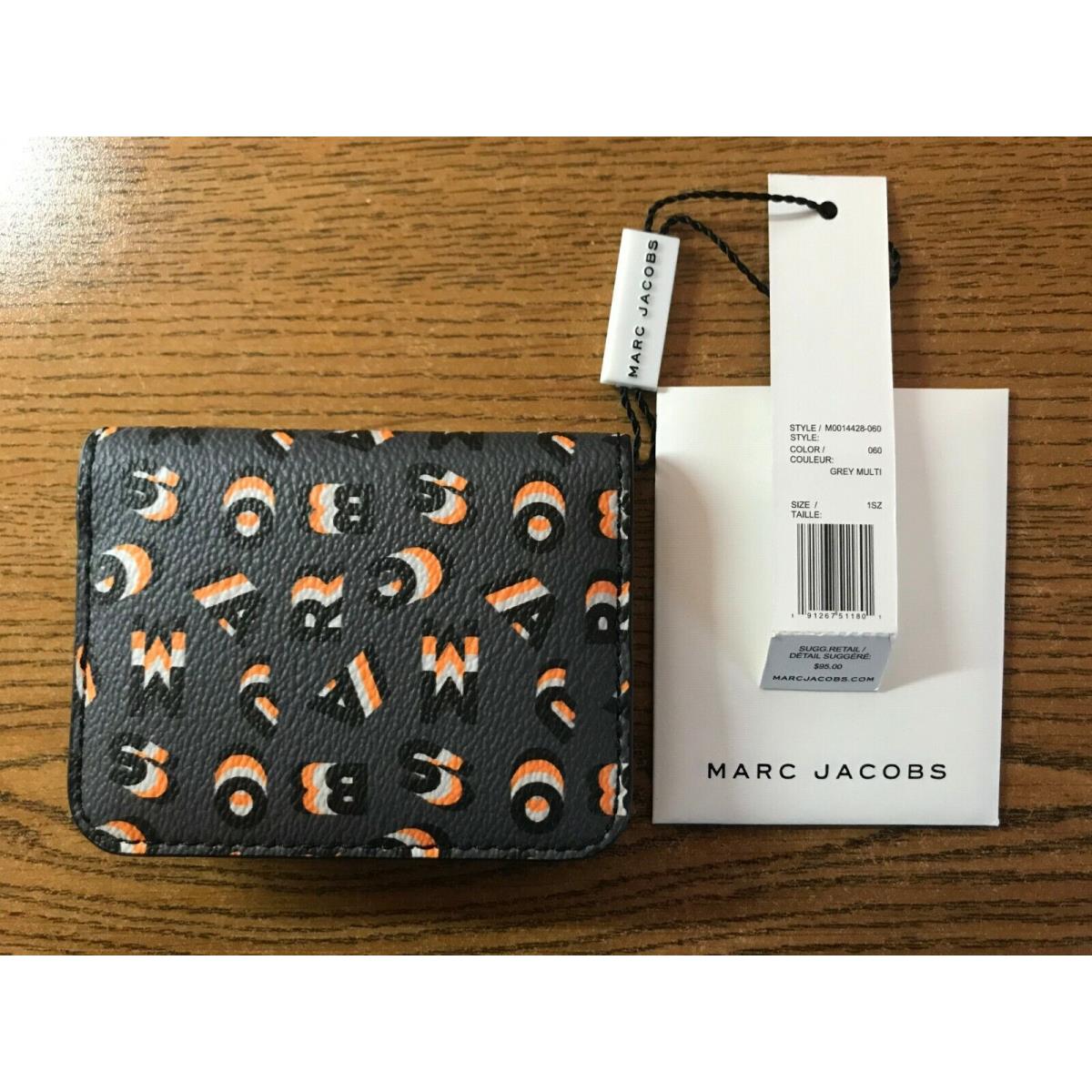 Marc Jacobs Grey Multi Coated Canvas Scrambled Logo Leather Card Case