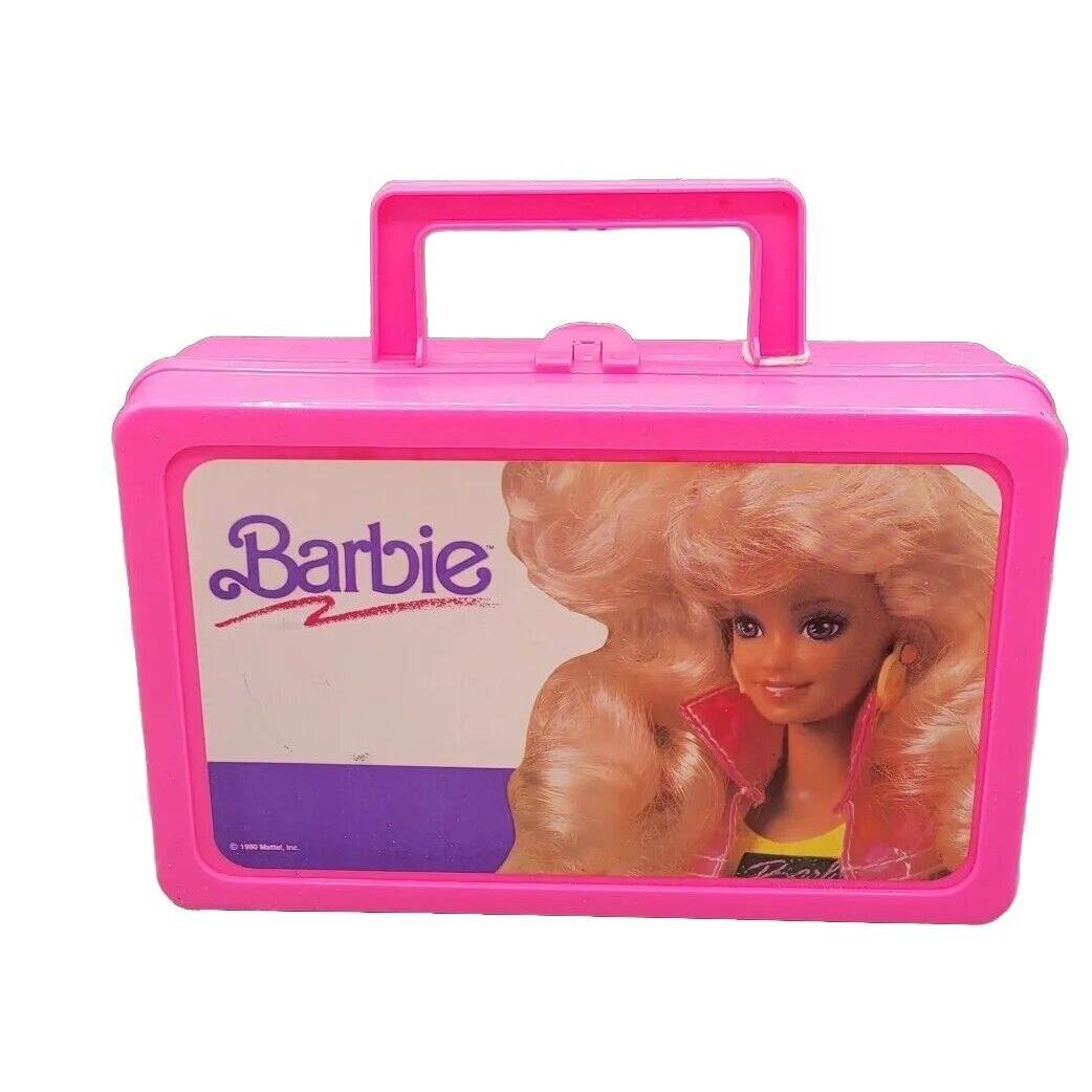 Vintage 1990 Mattel Barbie Pink Plastic Handled Carrying Case Kids Katchall Tag