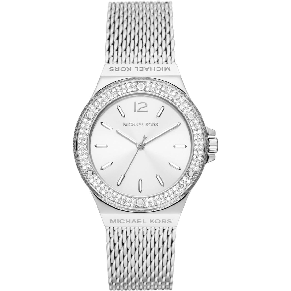 Michael Kors Lennox Women`s Watch Stainless Steel Watch For Women with Steel Silver Mesh Bracelet