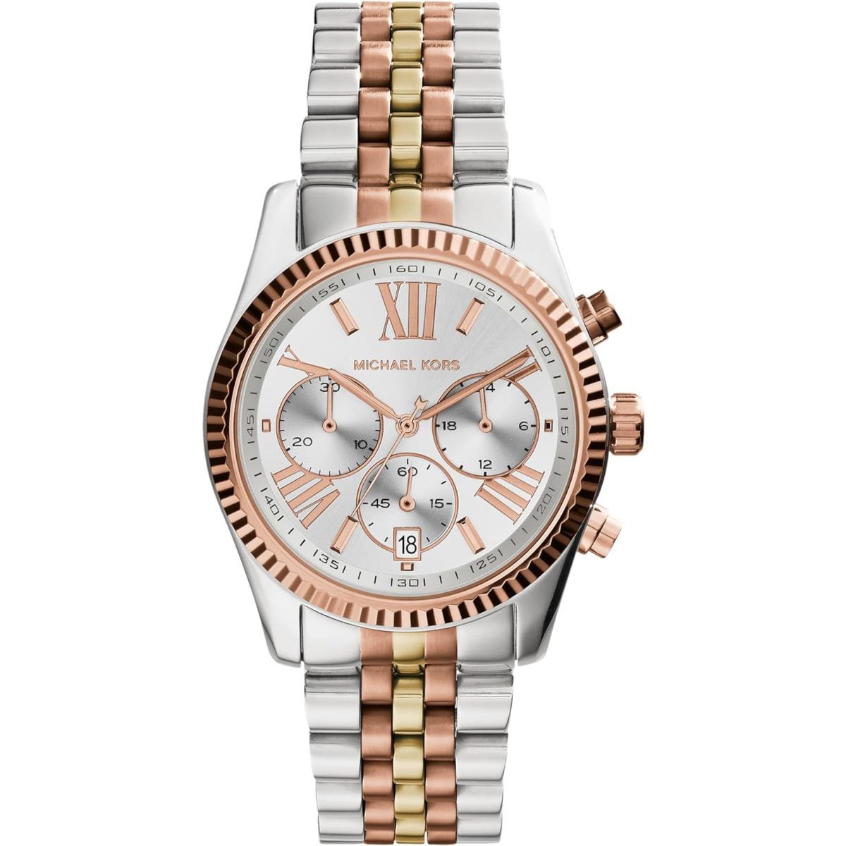 Michael Kors Lexington Women`s Chronograph Watch All Colors Styles All Sizes/ Silver