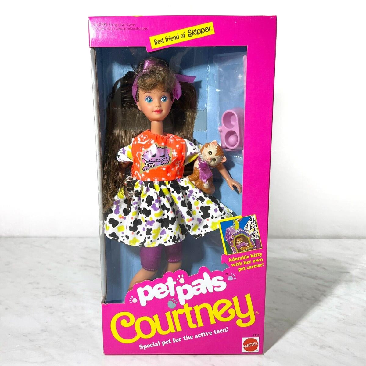 1991 Mattel 2710 Barbie Pet Pals Courtney with Cat Skipper Best Friend Nrfb