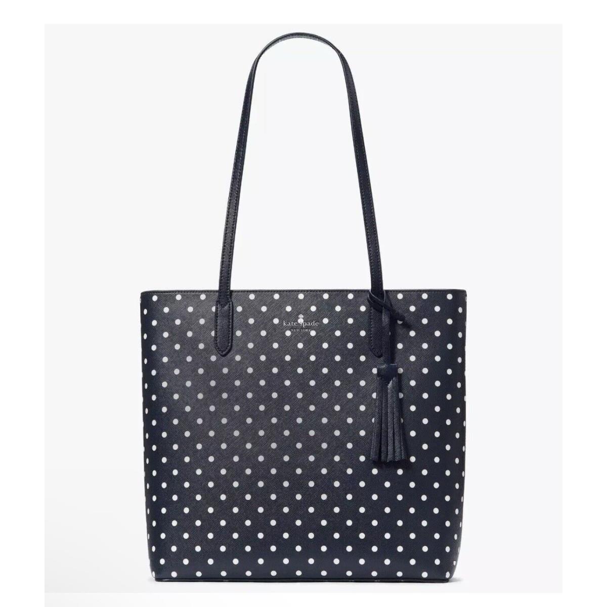 Kate Spade Jana Large Navy Dark Blue Tote White Polka Dot KE483 Retail