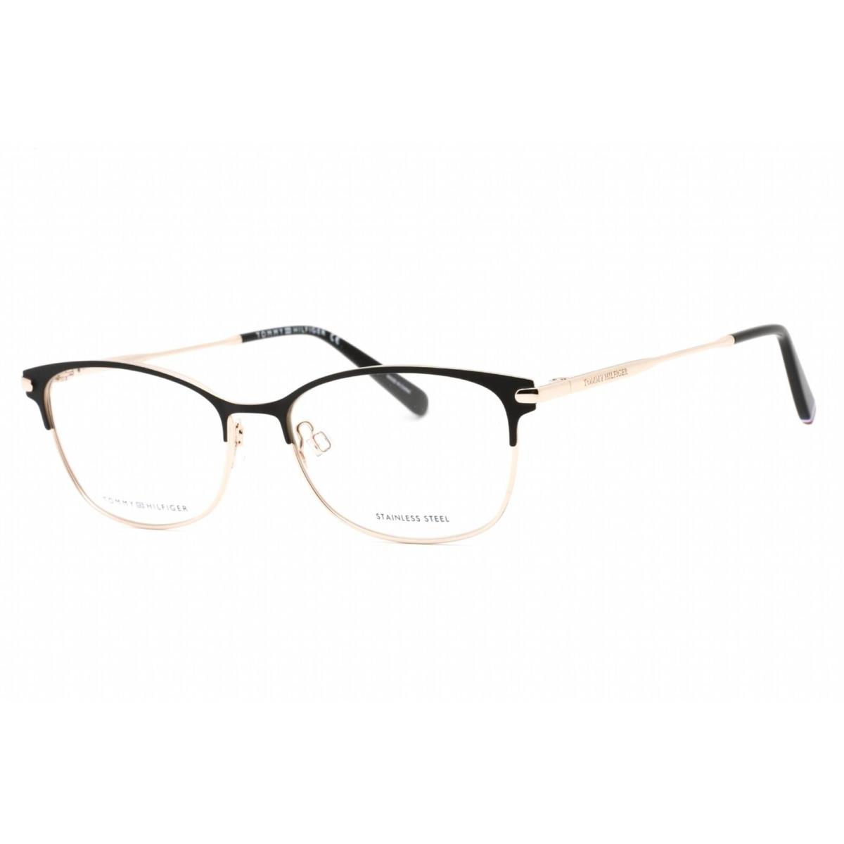 Tommy Hilfiger Women`s Eyeglasses Matte Black Gold Cat Eye Frame TH 1958 0I46 00