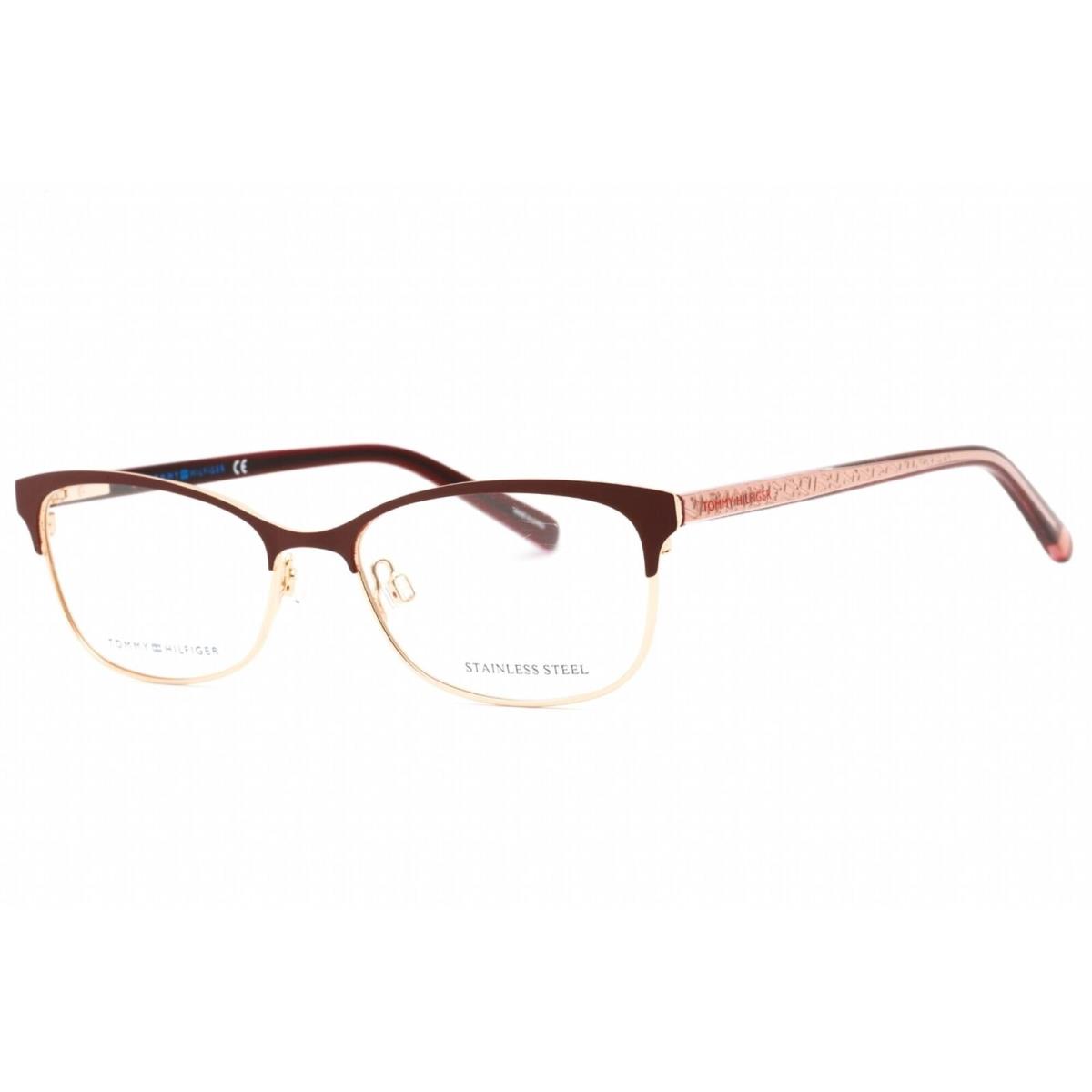 Tommy Hilfiger Women`s Eyeglasses Red Gold Rectangular Frame TH 1777 0DXL 00