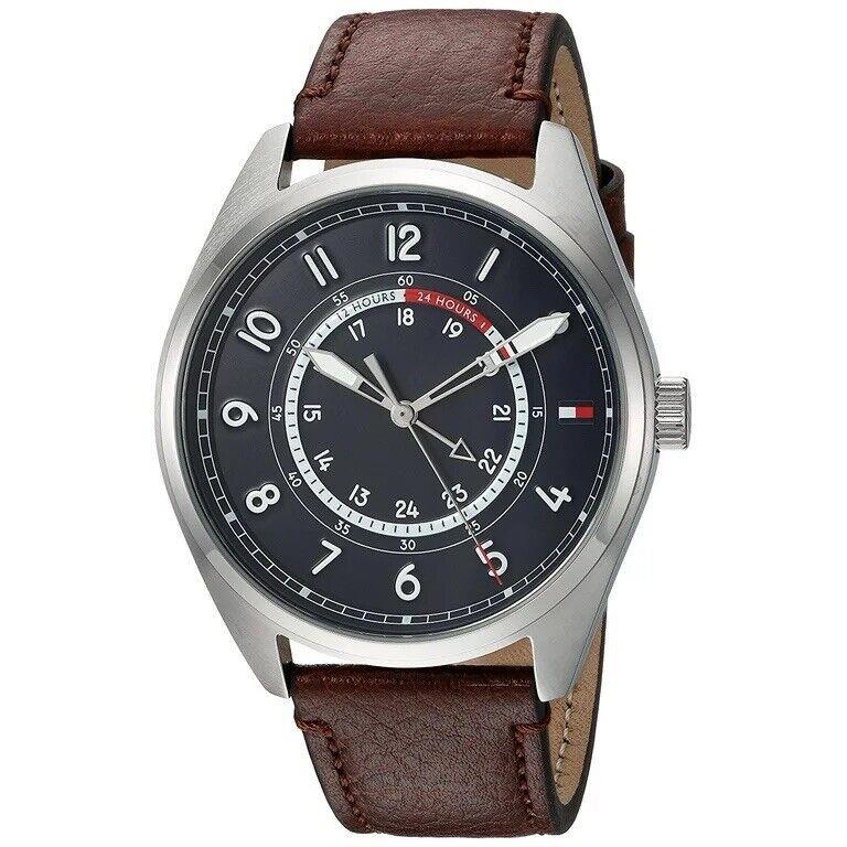 Tommy Hilfiger Blue Dial Brown Leather 1791371