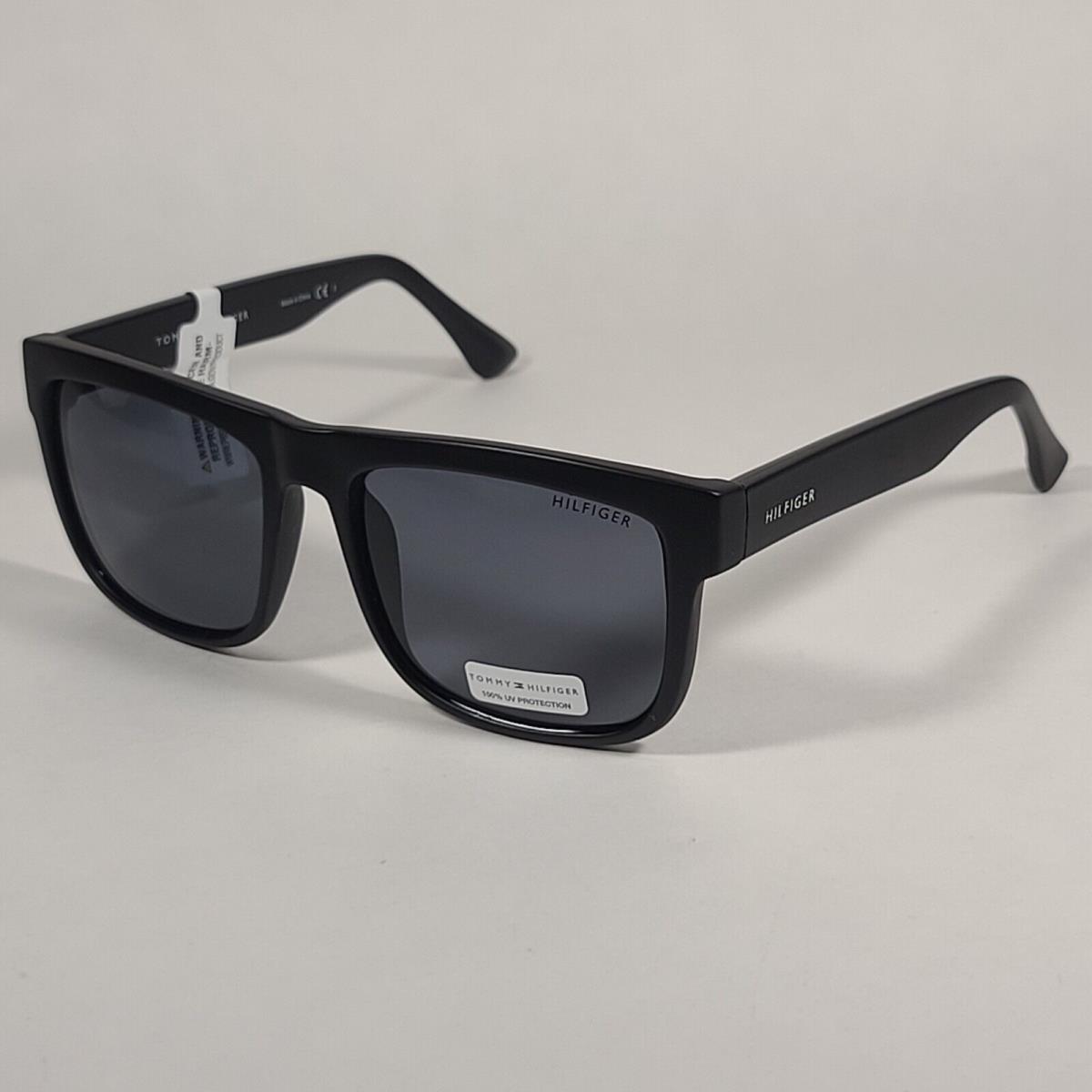 Tommy Hilfiger Wolf Square Sunglasses Matte Black Gray Tinted Lens MP OU562 56