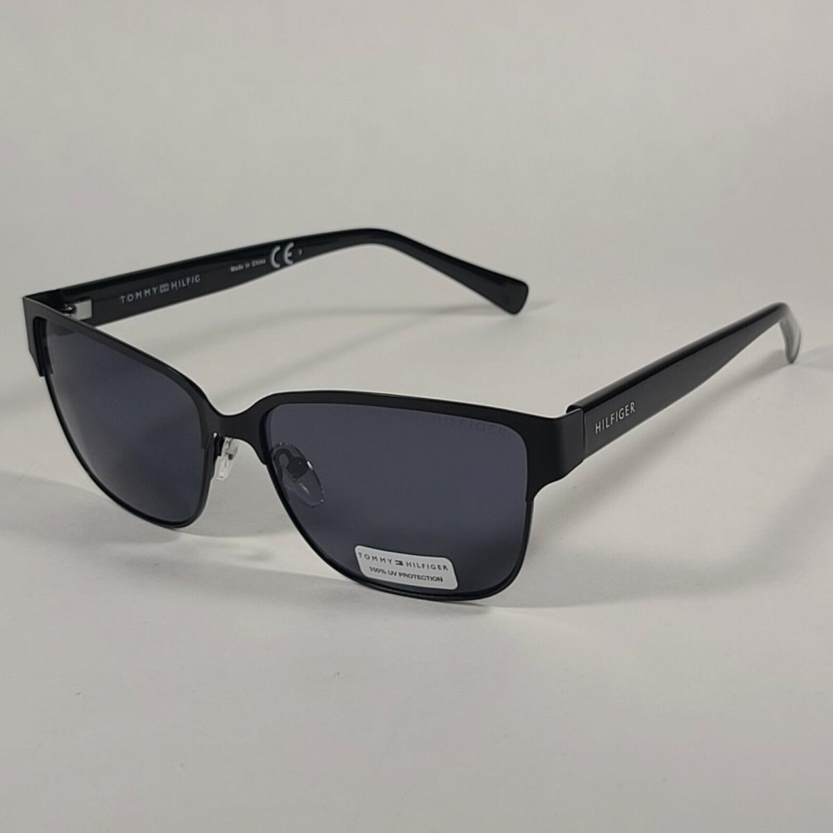 Tommy Hilfiger Reid MM OM561 Square Club Sunglasses Black Horn Rim Frame Gray