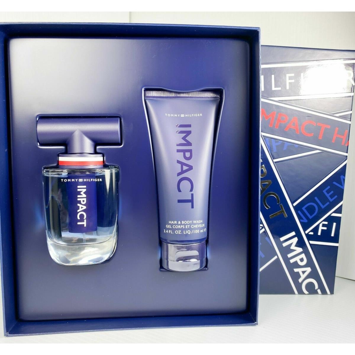 Tommy Hilfiger Impact Gift Set 1.7 Oz Edt Spray 3.4 Oz Hair Body Wash