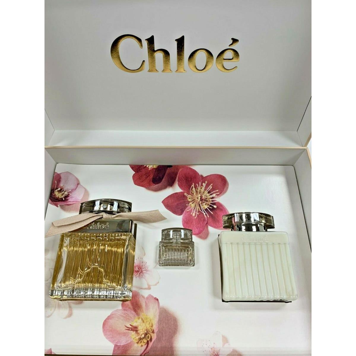 Chloe 3PC Gift Set by Chloe 2.5oz Edp Spray + 3.4oz B/l+ 0.17 Edp For Women