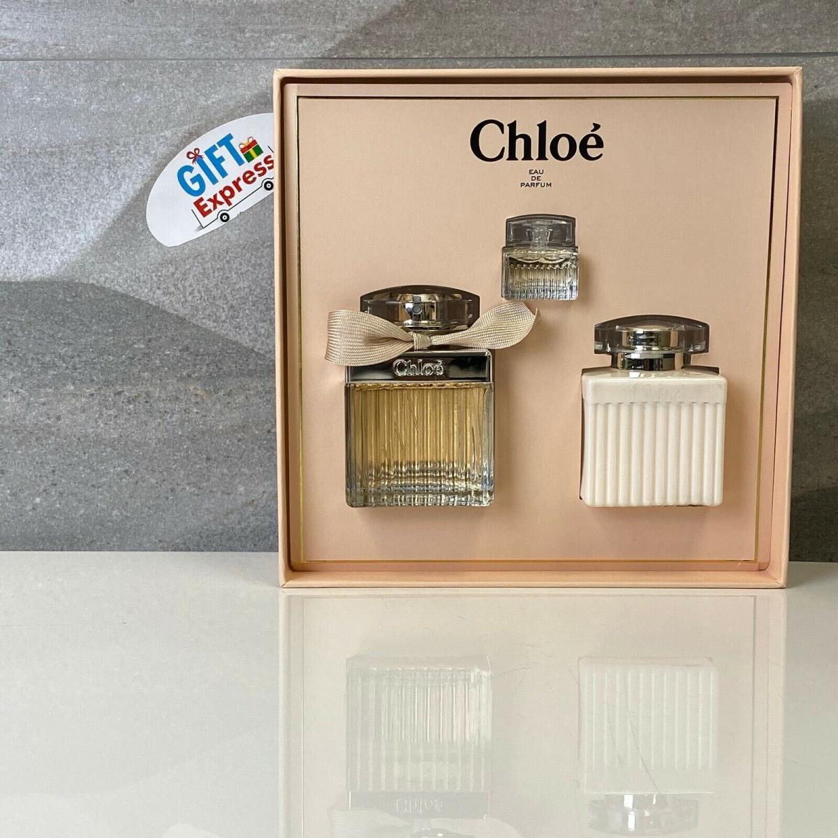 Chloe By Chloe 3pc Gift Set 2.5oz Eau De Parfum Spray+3.4oz B Lotion+0.17oz Mini