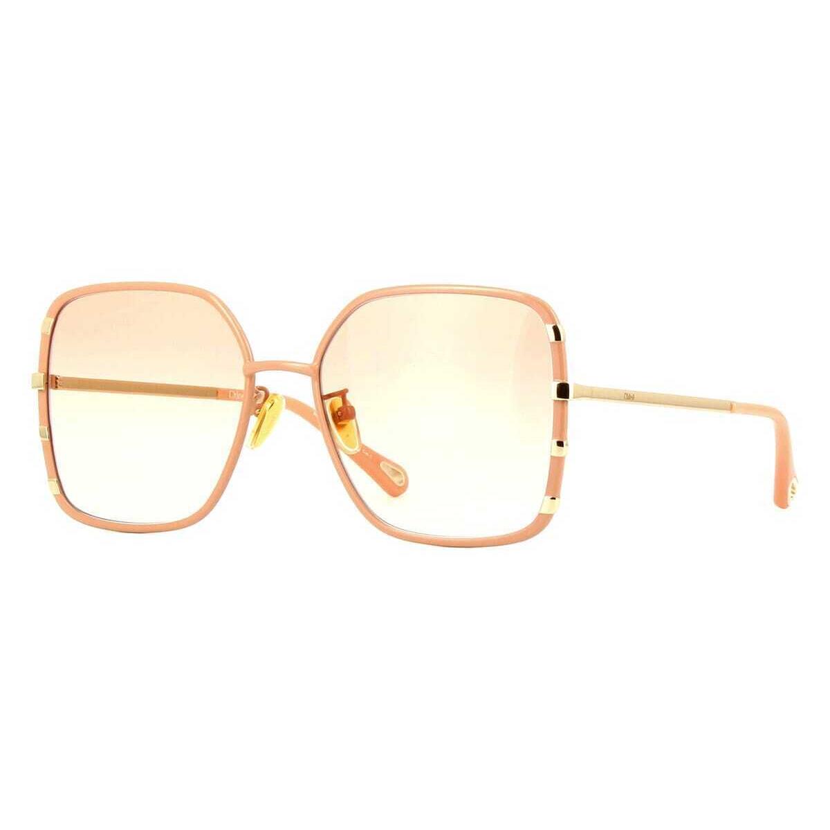 Chloe CH0143S 003 Sunglasses Pink Gold Frame Orange Lenses 59mm