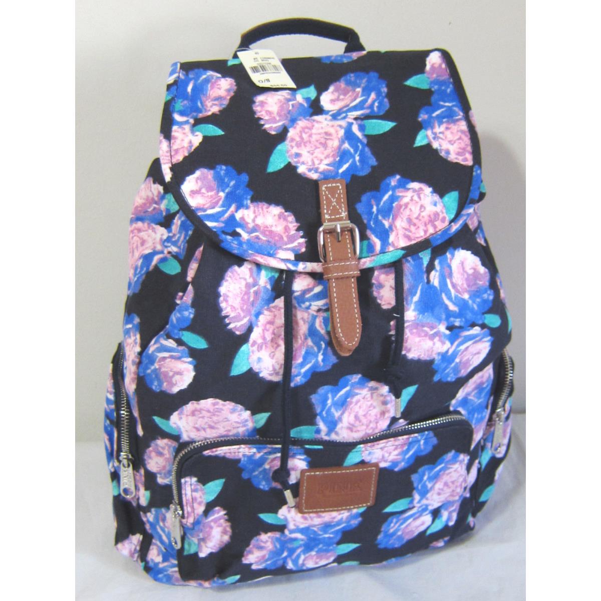 Victoria Secret Pink Navy Mint Blue Floral Full Size Carry ON Backpack Book Bag