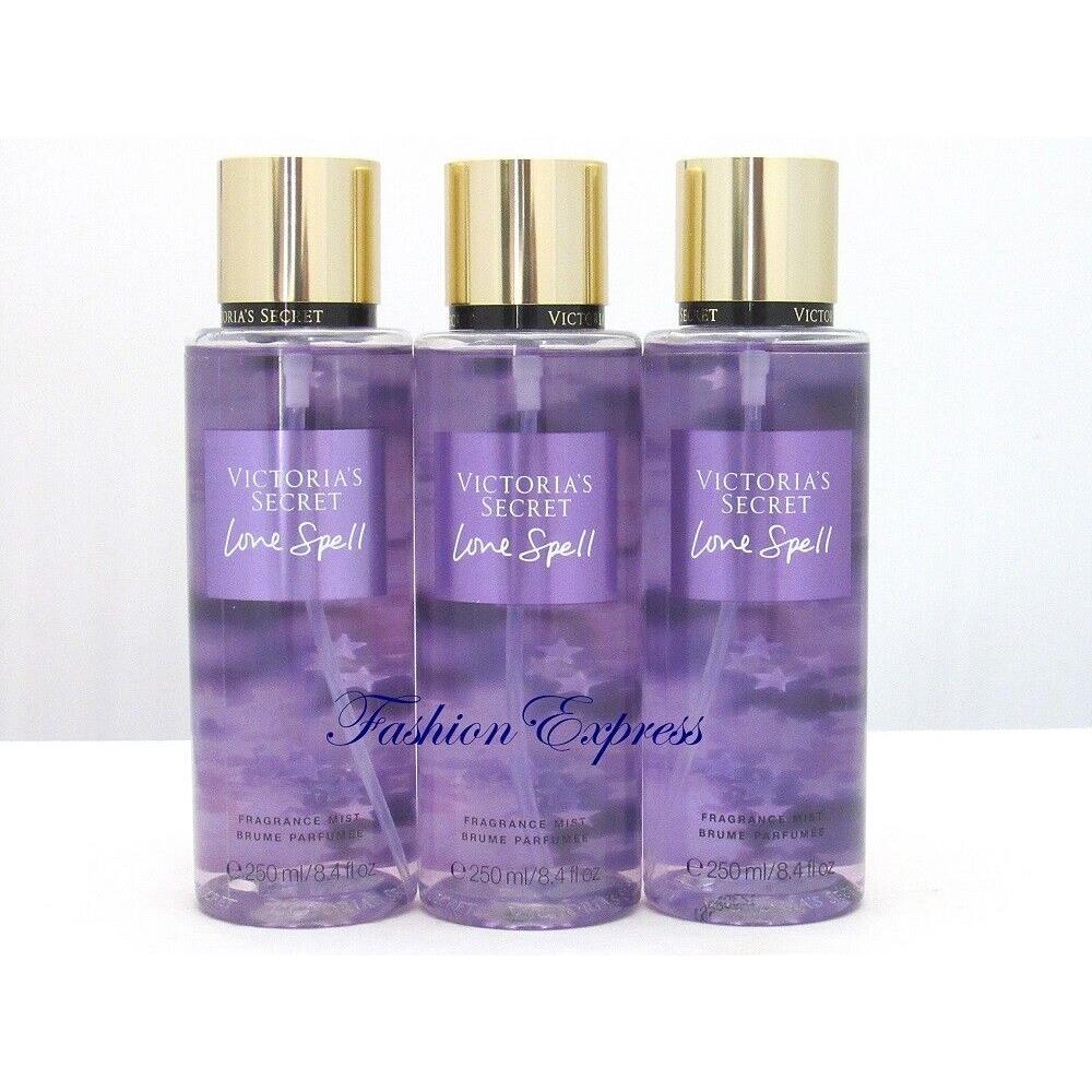 Victoria`s Secret Love Spell Fragrance Body Mist Spray 8.4 FL OZ Lot OF 3 Pcs