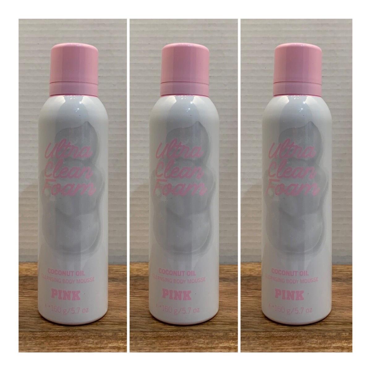 3 Victoria`s Secret Pink Ultra Clean Foam Coconut Oil Cleansing Body Mousse