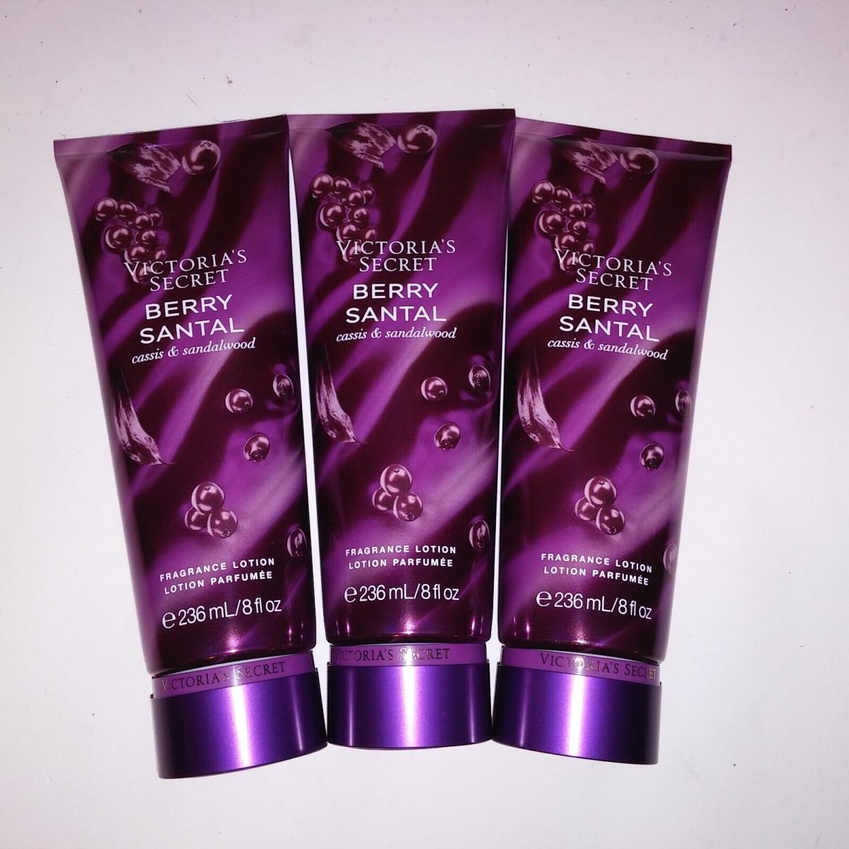 Set of 3 Victoria Secret Fragrance Body Lotion Berry Santal Cassis Sandalwood