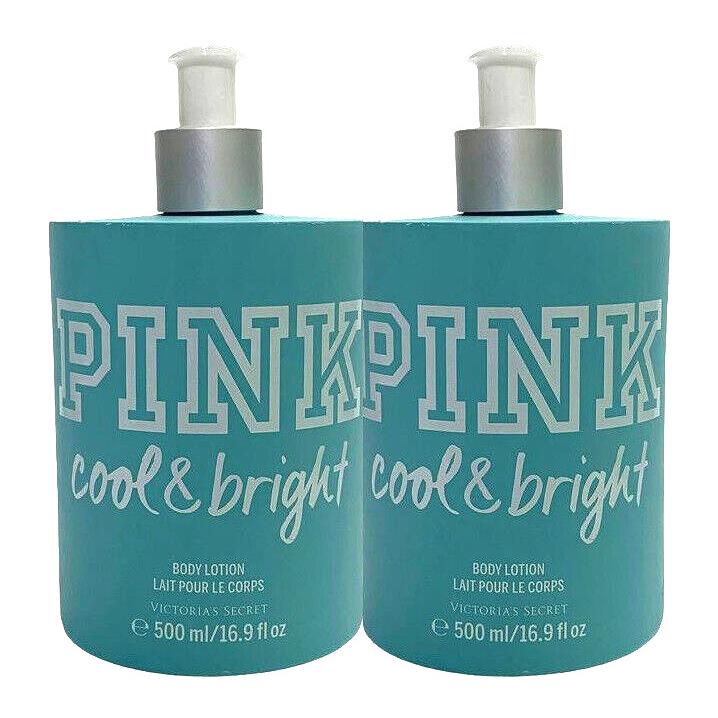 2 Victoria`s Secret Pink Body Lotion Cool Bright 16.9 FL OZ