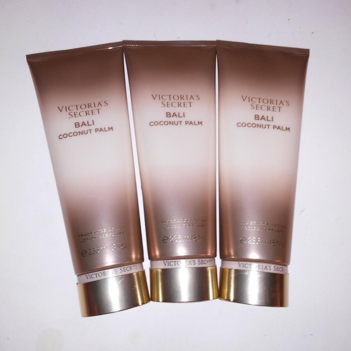 Set of 3 Victoria Secret Fragrance Lotion Bali Coconut Palm Full Size 8oz Each