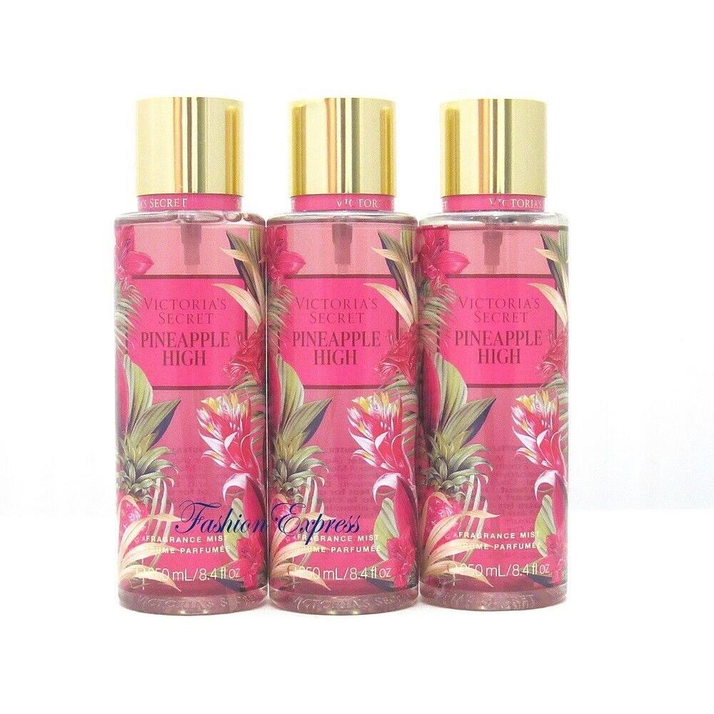 Victoria`s Secret Pineapple High Body Mist Spray 8.4 FL OZ Lot OF 3 Pcs