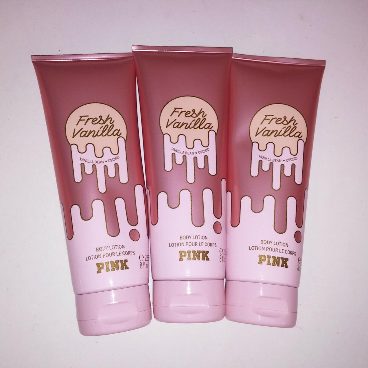 Set of 3 Victoria Secret Pink Lotion Fresh Vanilla Moisturizing Gift Set Full