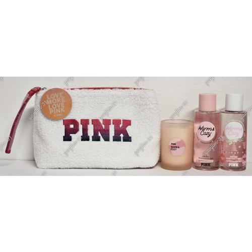 Victoria Secret Pink Warm Cozy Bundle Gift Set - 2 Mist + Bag + Candle