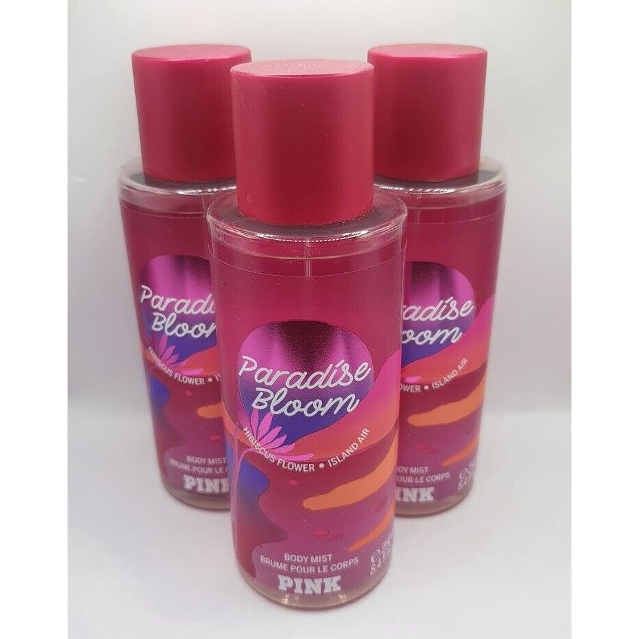 Victoria`s Secret Pink Paradise Bloom Body Mist 8.4 FL OZ Lmt Edt Set OF 3