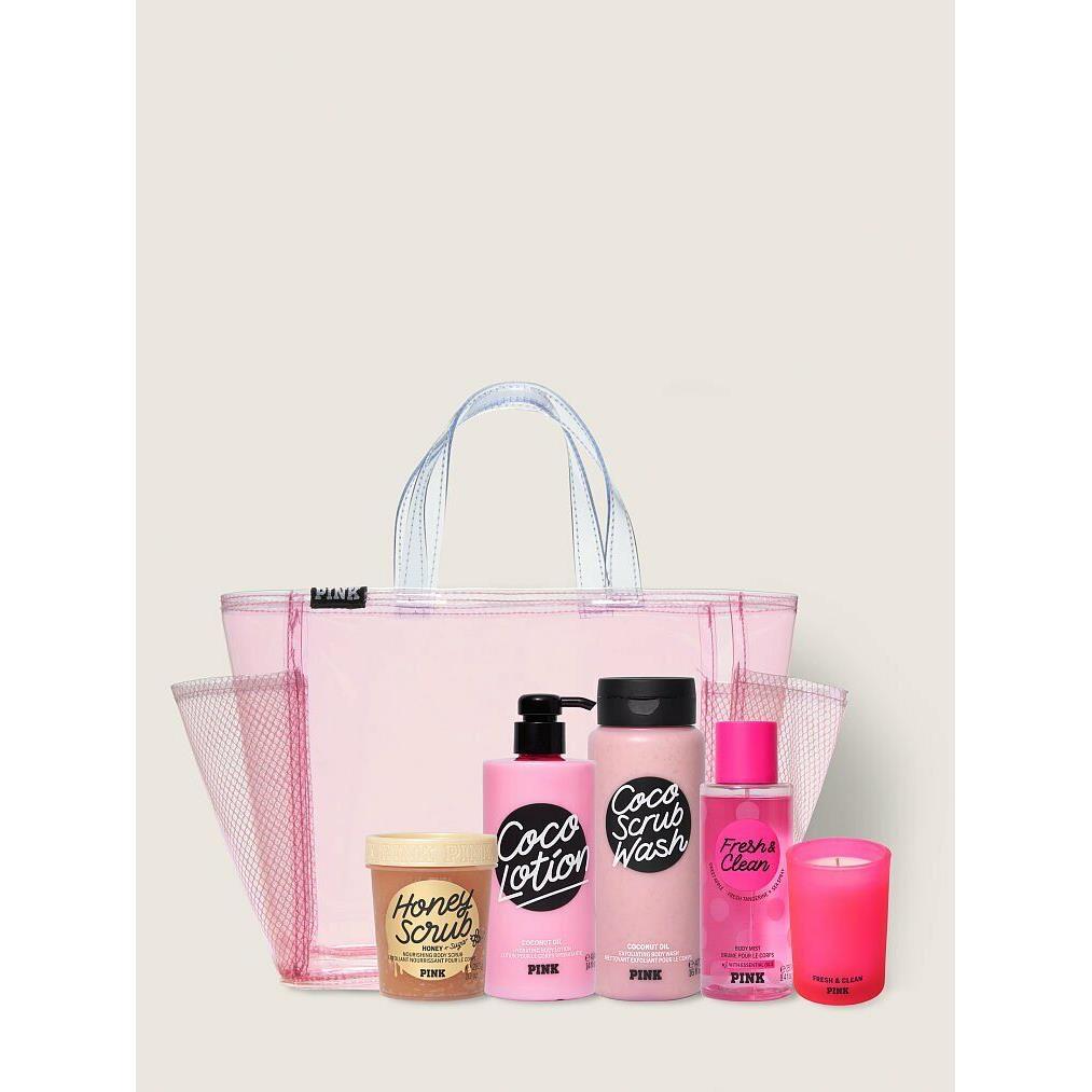 Victoria`s Secret Pink Portable Shower Caddy Beauty Bundle 6PC Gift Set