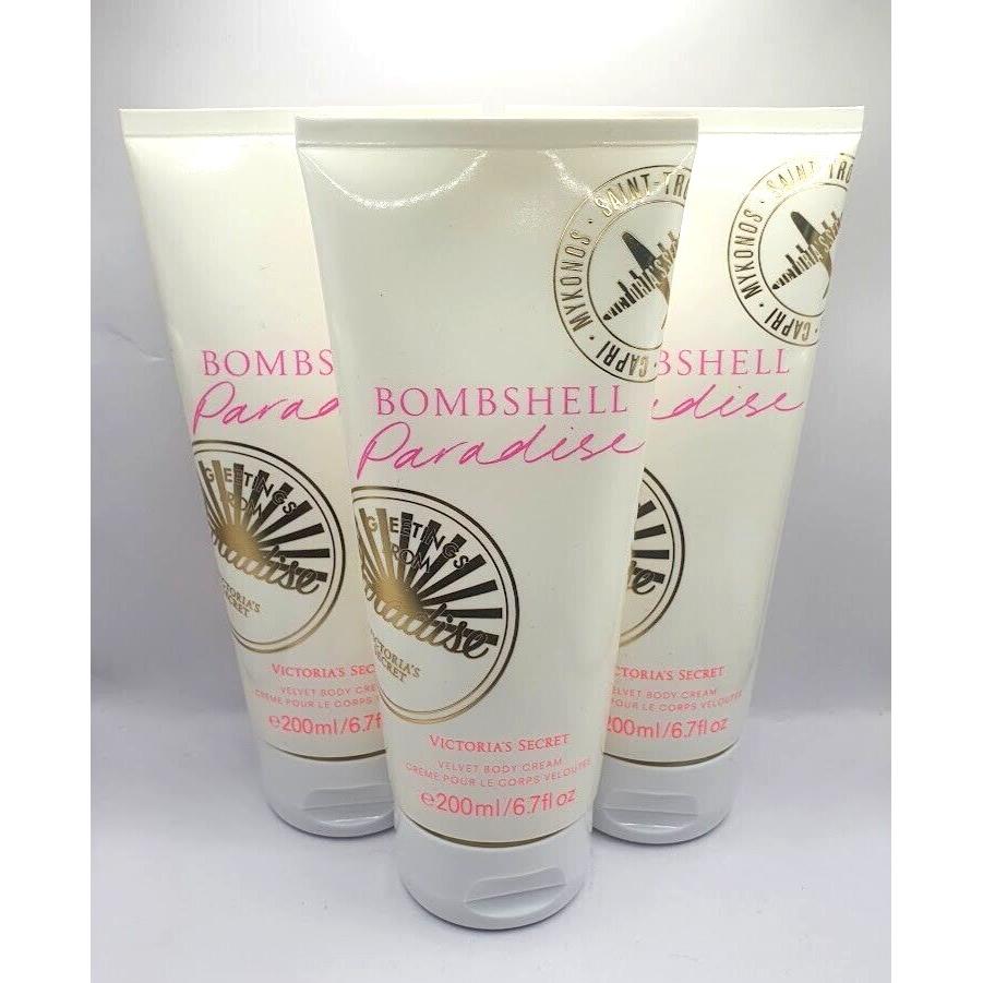 Victoria`s Secret Bombshell Paradise Body Cream 6.7 FL OZ Set OF 3