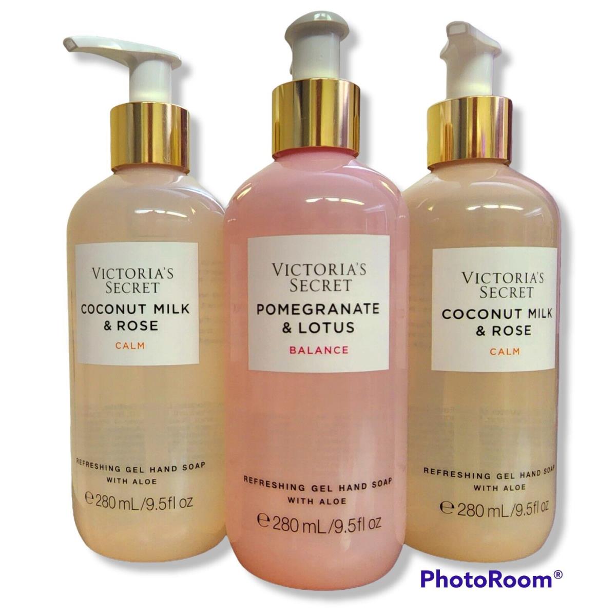 X3 Victoria`s Secret Coconut Milk Rose Pomegranate Lotus Gel Hand Soap w/ Aloe