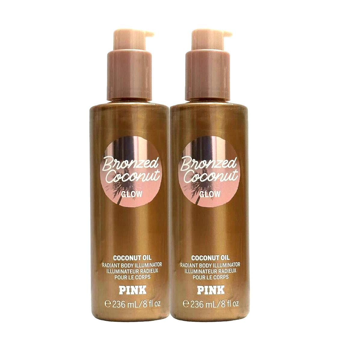 2 Victoria`s Secret Pink Bronzed Coconut Glow Radiant Body Illuminator 8 OZ