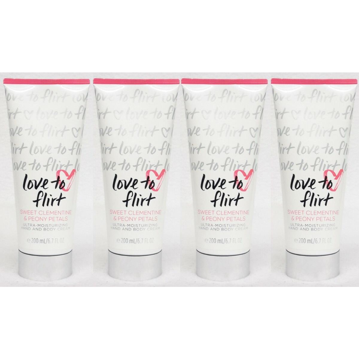 4 Victoria`s Secret Love TO Flirt Clementine Peony Hand and Body Cream 6.7 oz