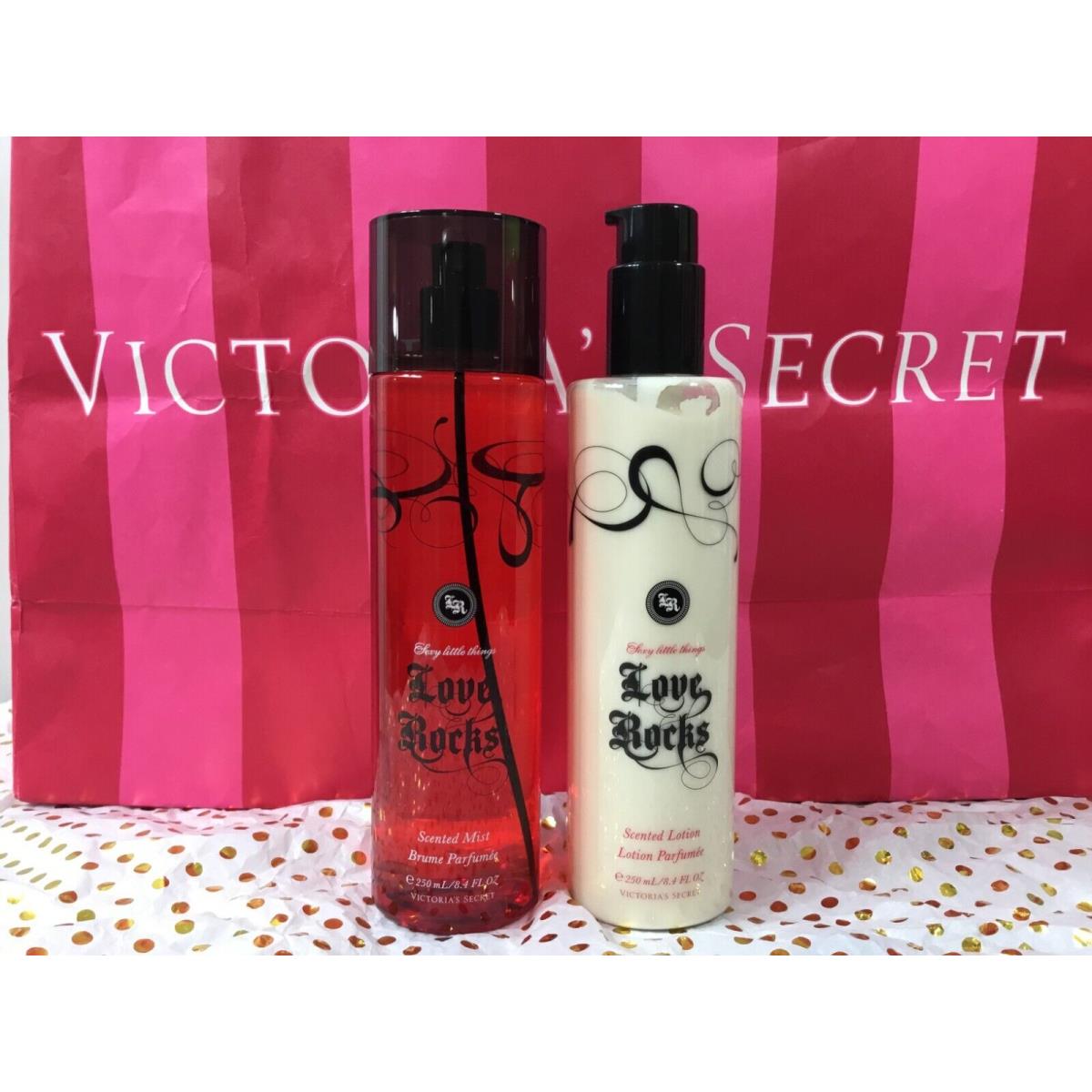 Victoria`s Secret Love Rocks Fragrance Mist and Body Lotion Set OF 2