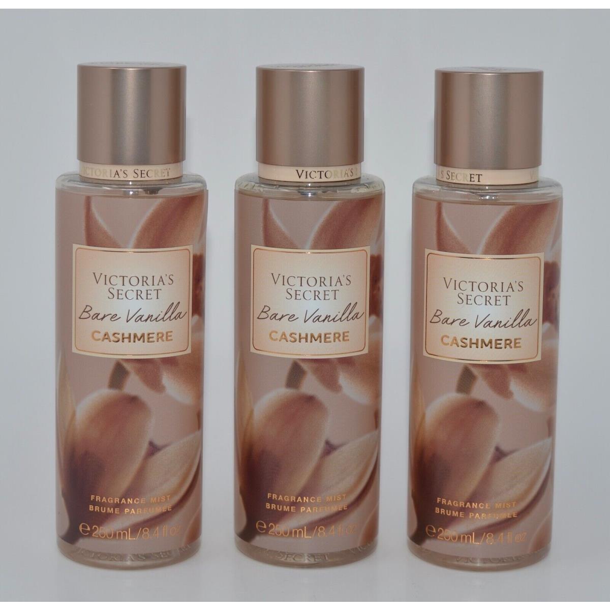 3 Victoria`s Secret Bare Vanilla Cashmere Fragrance Mist Body Spray 8.4OZ Large