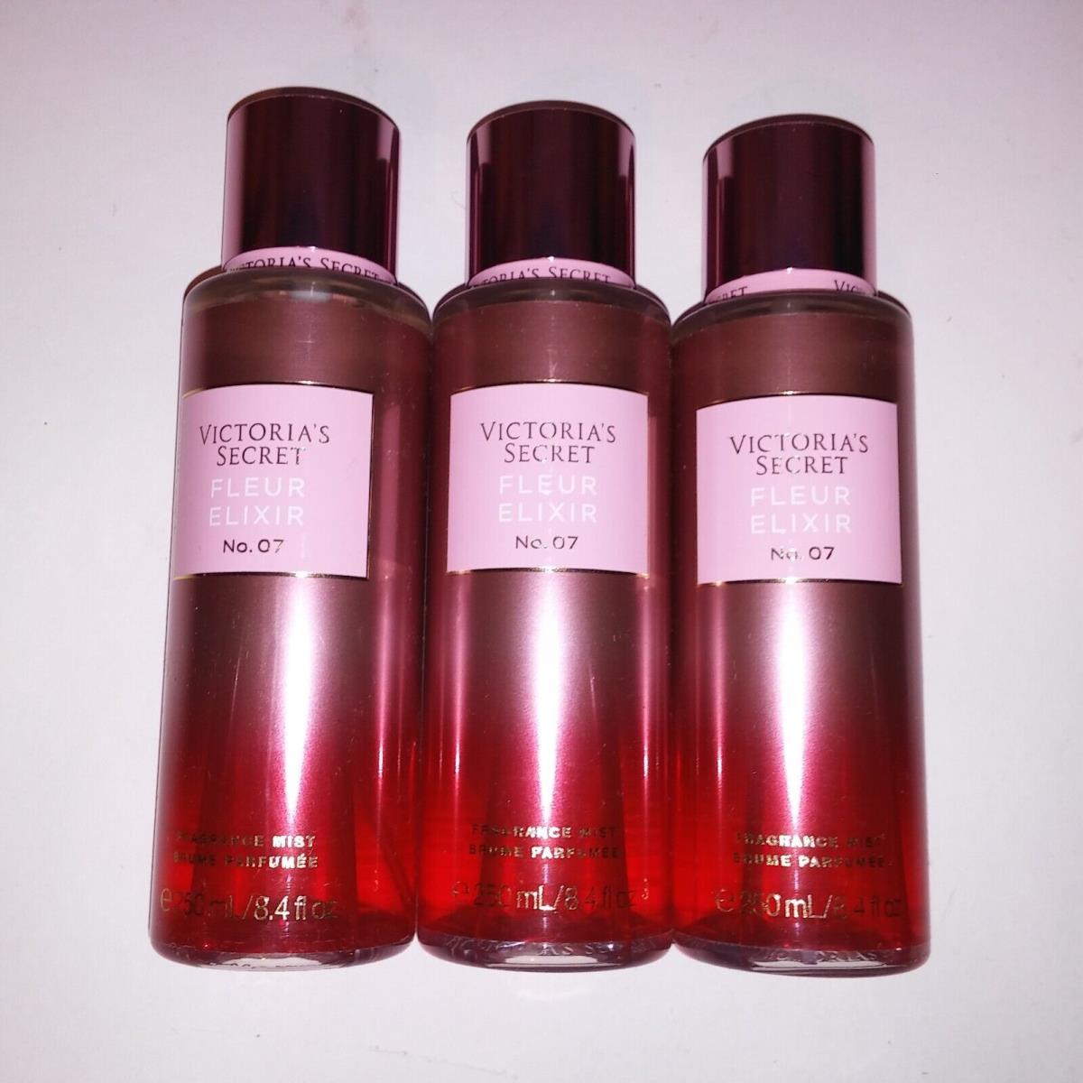 Set of 3 Victoria Secret Body Spray Fragrance Mist Fleur Elixir No 07 Full Size