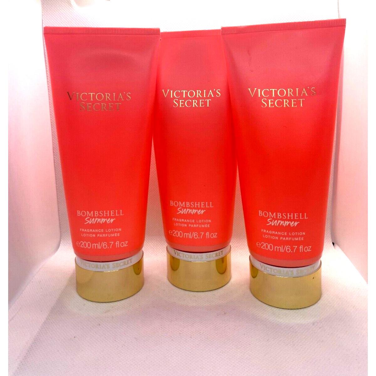 Victoria`s Secret Bombshell Summer Fragrance Lotion 6.7 fl oz Set OF 3