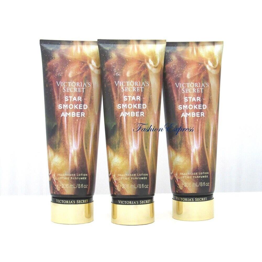 Victoria`s Secret Star Smoked Amber Body Lotion 8 FL OZ Lot OF 3 Pcs