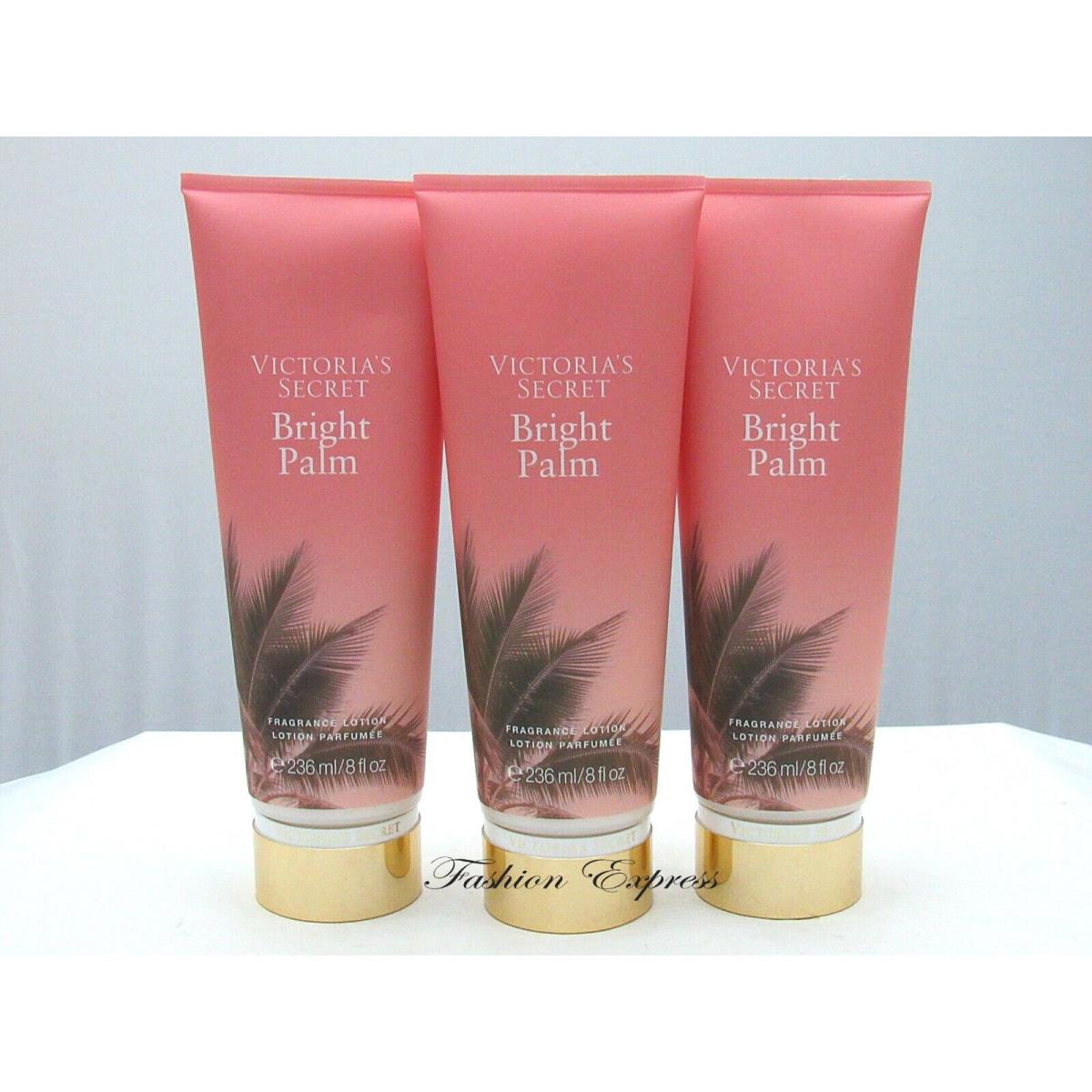 Victoria`s Secret Bright Palm Body Lotion 8 FL OZ Lot OF 3 Pcs