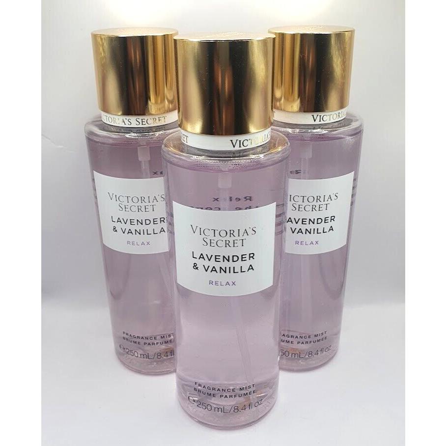 Victoria`s Secret Lavender Vanilla Body Mist 8.4 FL OZ Set OF 3