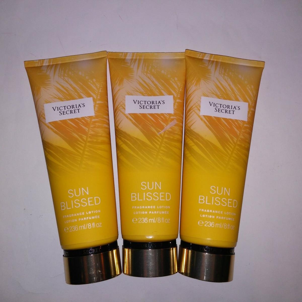 Set of 3 Victoria Secret Lotion Sun Blissed Fragrant Full Size Moisturizer Gift