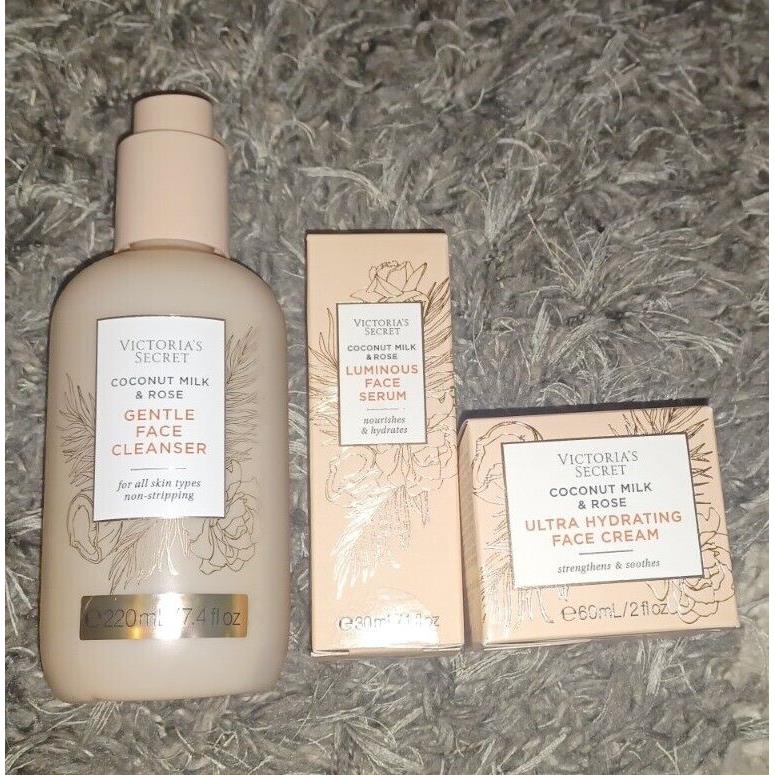 Victoria`s Secret 3 Pc Coconut Milk Rose Facial Set