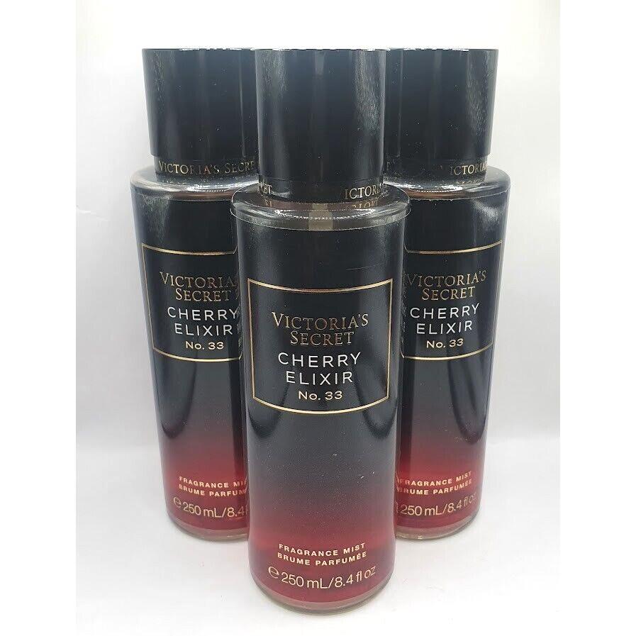 Victoria`s Secret Cherry Elixir No. 33 Body Mist 8.4 FL OZ Set OF 3