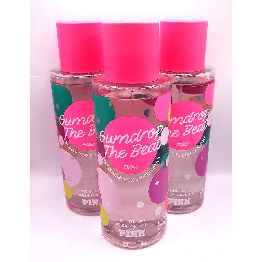 Victoria`s Secret Pink Gumdrop The Beat Body Mist 7.9 FL OZ Set OF 3