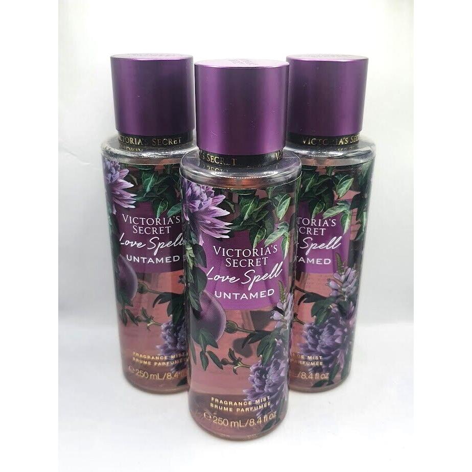 Victoria`s Secret Love Spell Untamed Body Mist 8.4 FL OZ Lmt Edition Set OF 3