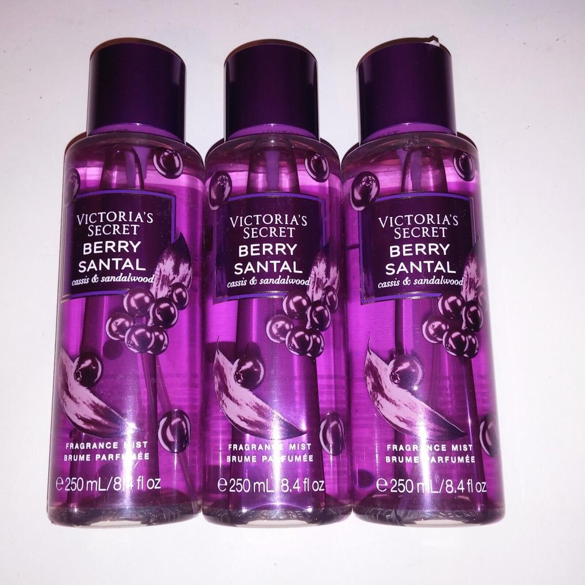 Set of 3 Victoria Secret Fragrance Mist Body Spray Berry Santal Cassis Sandalw