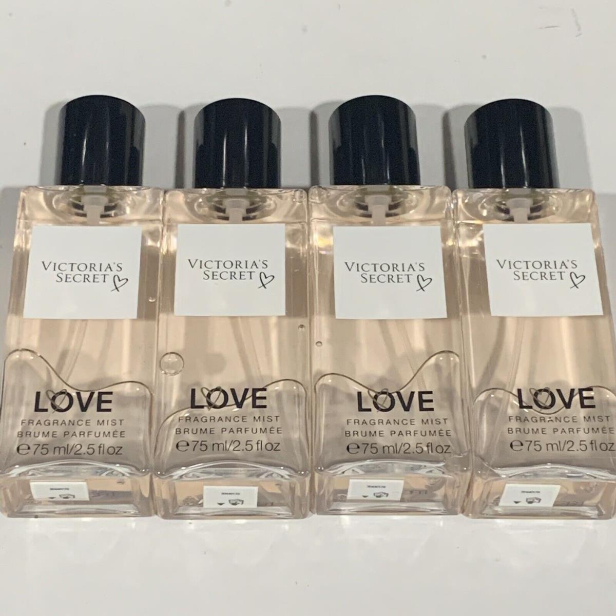 Victoria`s Secret Love Fragrance Body Mini Body Mist Travel Size 2.5 oz Lot of 4